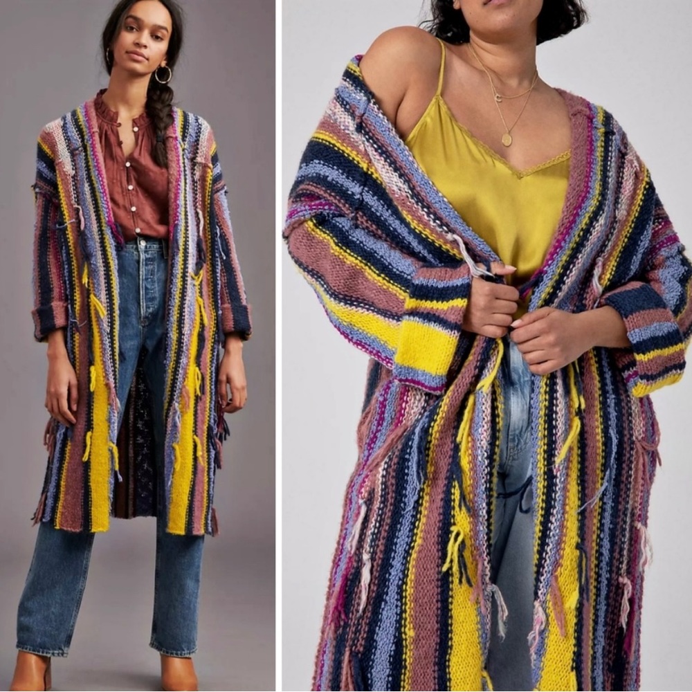 Anthropologie- Pilcro Dreamer Duster Cardigan - Striped Sweater - NEW $198